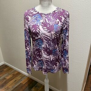 32 DEGREES COOL Women's Purple Leaf Shirt Size Small Sun Protection UPF 50+